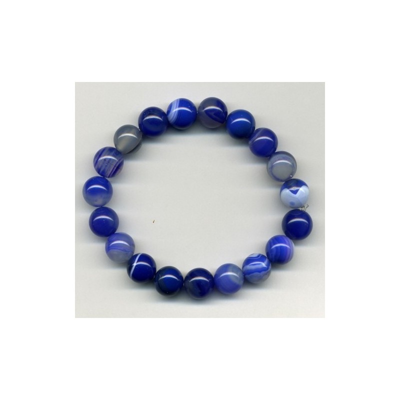 Bracelet Perles Pierre naturelle 19 cm x 10 m/m Agate Rayée.