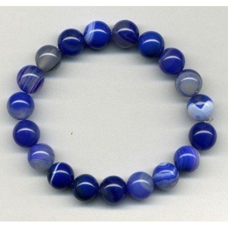 Bracelet Perles Pierre naturelle 19 cm x 10 m/m Agate Rayée.