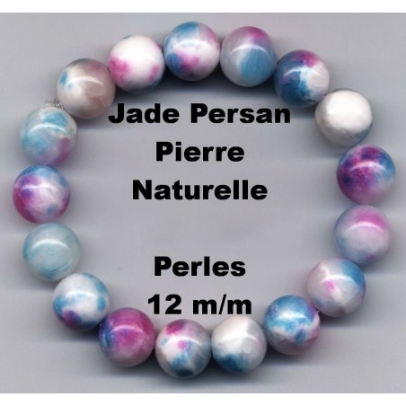 Bracelet Perles Pierre naturelle 19 cm x 12 m/m Jade Persan.