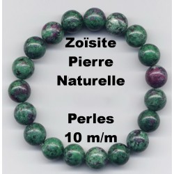 Bracelet Perles Pierre naturelle 19,5 cm x 10 m/m Rubis Zoïsite.