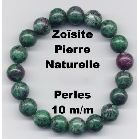 Bracelet Perles Pierre naturelle 19,5 cm x 10 m/m Rubis Zoïsite.
