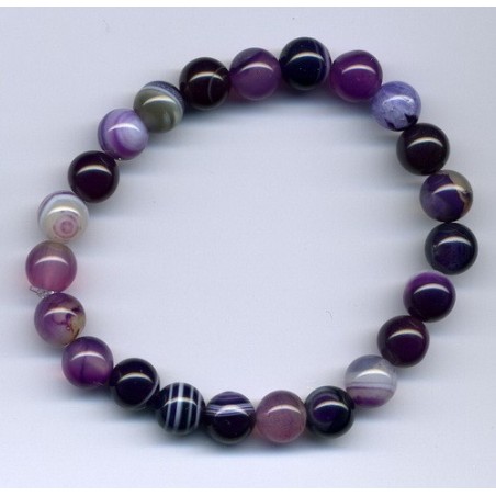 Bracelet Perles Pierre naturelle 18,5 cm x 8 m/m Agate Rayée.