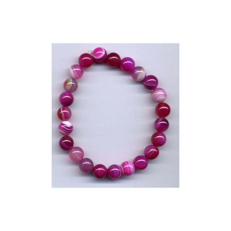 Bracelet Perles Pierre naturelle 18,5 cm x 8 m/m Agate Rayée.