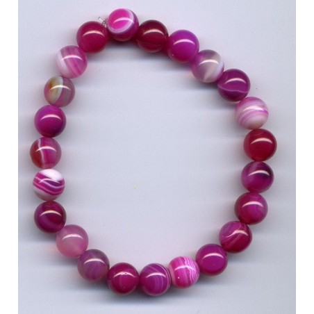 Bracelet Perles Pierre naturelle 18,5 cm x 8 m/m Agate Rayée.