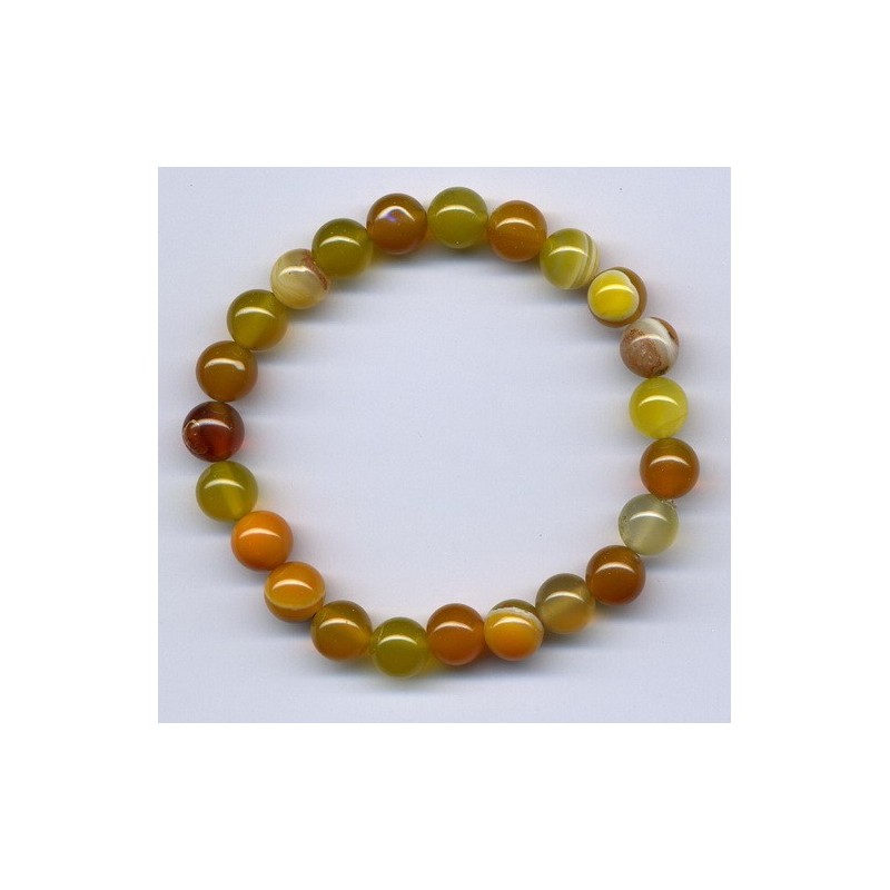 Bracelet Perles Pierre naturelle 18,5 cm x 8 m/m Agate Rayée.