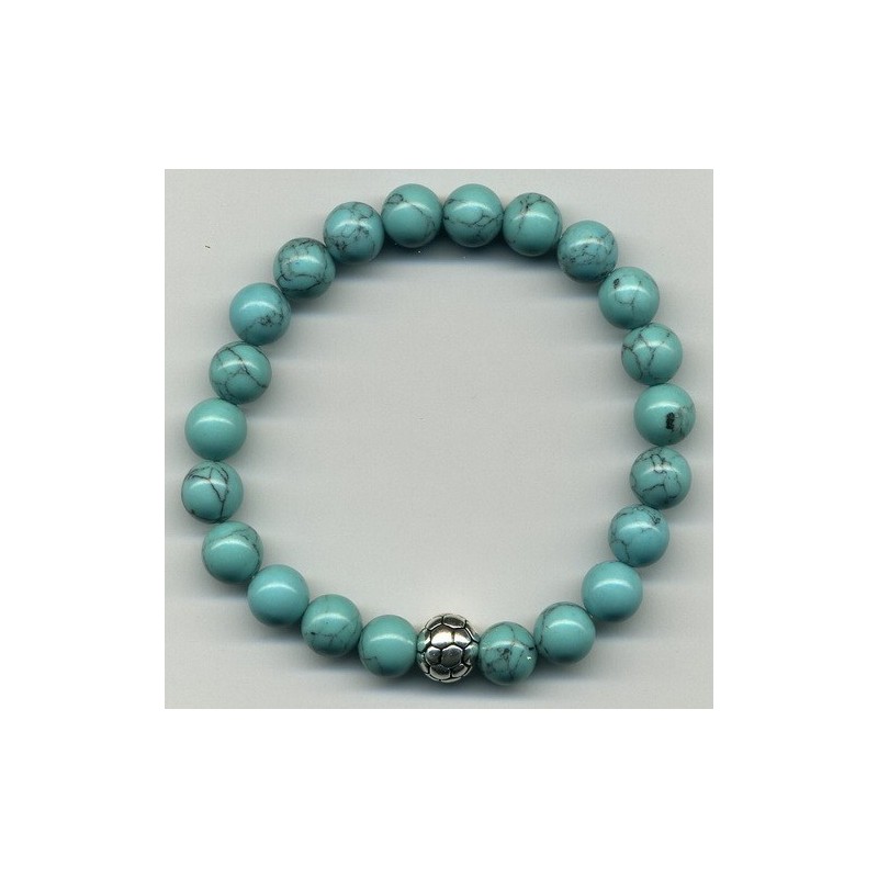 Bracelet Perles Pierre naturelle 18,5 cm x 8 m/m Turquoise.