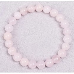 Bracelet Perles Pierre naturelle 18 cm x 8 m/m QUARTZ-ROSE.