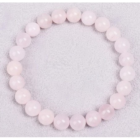 Bracelet Perles Pierre naturelle 18 cm x 8 m/m QUARTZ-ROSE.