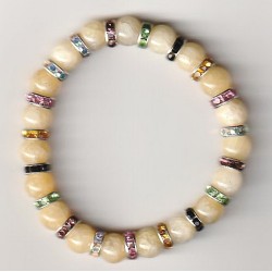 Bracelet Perles Pierre naturelle 19 cm x 9 m/m JADE-JAUNE.