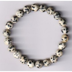 Bracelet Perles Pierre naturelle 18 cm x 8 m/m JASPE DALMATIEN.