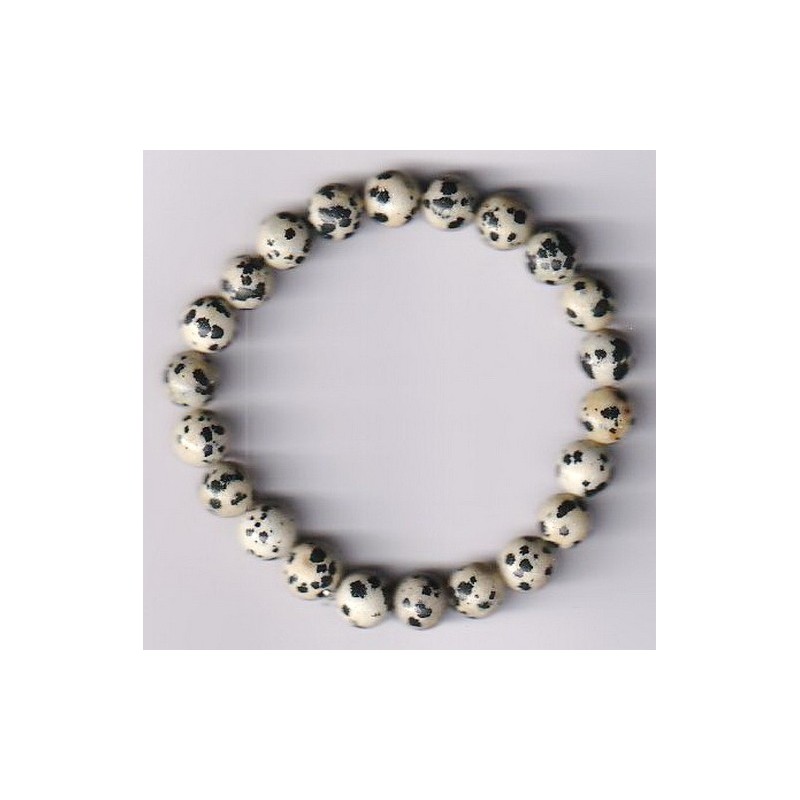 Bracelet Perles Pierre naturelle 18 cm x 8 m/m JASPE DALMATIEN.
