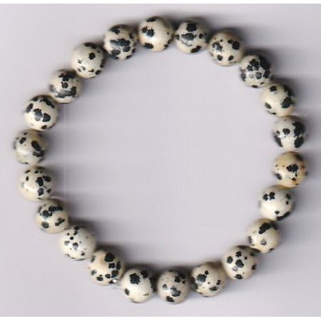 Bracelet Perles Pierre naturelle 18 cm x 8 m/m JASPE DALMATIEN.