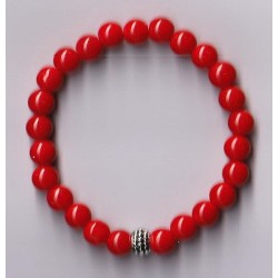 Bracelet Perles Pierre naturelle 18,5 cm X 8 m/m. JADE ROUGE.