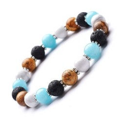 Bracelet Perles Pierre naturelle 18,5 cm X 8 m/m. Pierre de Naissance mars.