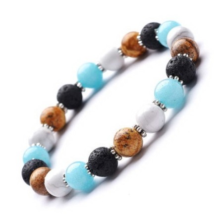 Bracelet Perles Pierre naturelle 18,5 cm X 8 m/m. Pierre de Naissance mars.