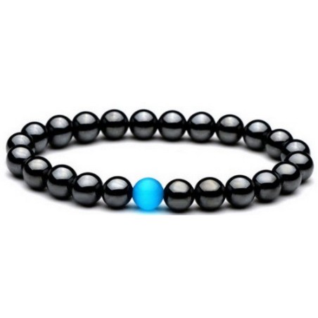 Bracelet Perles Pierre naturelle 20 cm X 8 m/m. HEMATITE.