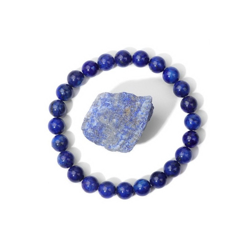 Bracelet Perles Pierre naturelle 20 cm X 8 m/m. SAPHIR + PIERRE.