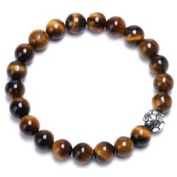 Bracelet Perles Pierre naturelle 18,5 cm X 8 m/m. OEIL DE TIGRE.