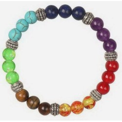 Bracelet Perles Pierre naturelle 19 cm X 8 m/m. 7CHAKRAS