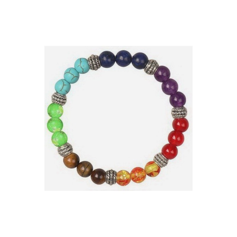 Bracelet Perles Pierre naturelle 19 cm X 8 m/m. 7CHAKRAS