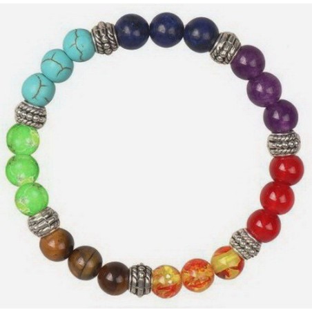 Bracelet Perles Pierre naturelle 19 cm X 8 m/m. 7CHAKRAS