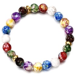Bracelet Perles Pierre naturelle 17 cm X 8 m/m. 7CHAKRAS