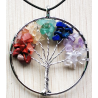 Pendentif + Cordon Perles Chakras Naturel multicolore.