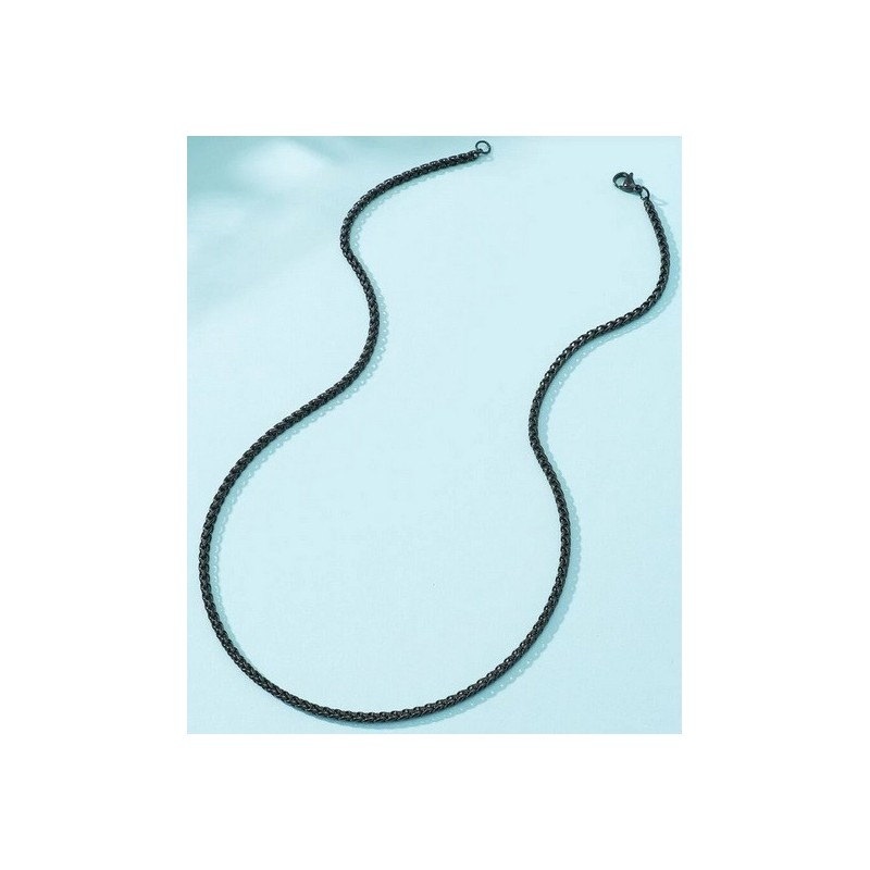Collier Chaîne en acier inoxydable, noir 50 cm x 3 m/m neuf.