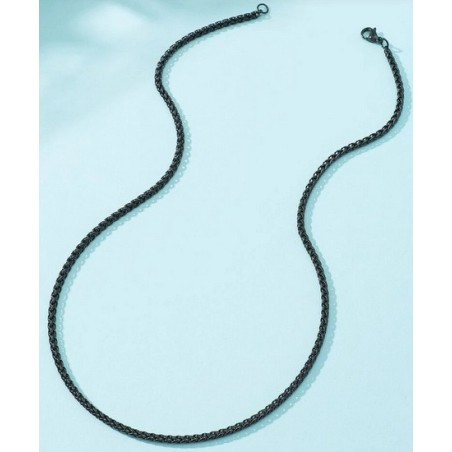 Collier Chaîne en acier inoxydable, noir 50 cm x 3 m/m neuf.