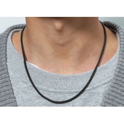 Collier Chaîne en acier inoxydable, noir 50 cm x 3 m/m neuf.