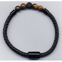 Matière cuir tressé PU épaisseur 5 m/m noir.