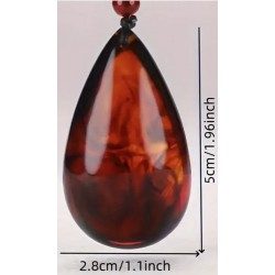 Collier Pendentif en Ambre Rouge Baltique Naturel
