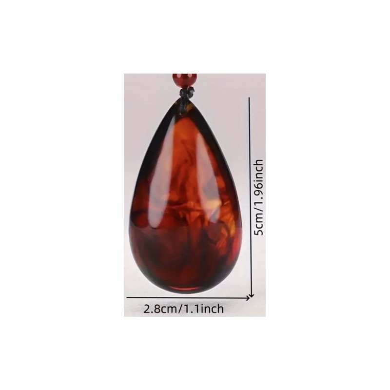 Collier Pendentif en Ambre Rouge Baltique Naturel