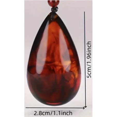 Collier Pendentif en Ambre Rouge Baltique Naturel