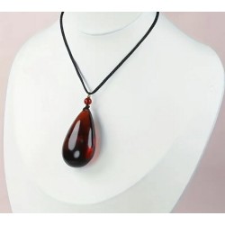 Collier Pendentif en Ambre Rouge Baltique Naturel