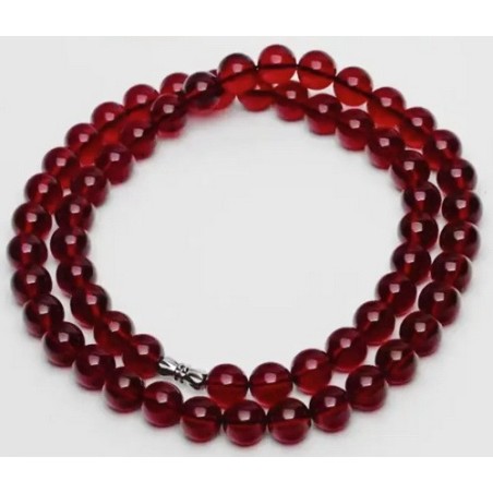 Collier Élégant en Perles d'Ambre Sanguine, Pendentif Rond Unisexe.