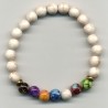 Bracelet Perles Pierre naturelle. 17 cm x 8  m/m. TURQUOISE BLANC-CHAKRAS.