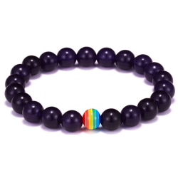 Bracelet Perles Pierre naturelle. 18 cm x 8  m/m. AMETHYSTE.