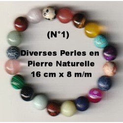 Bracelet Perles Pierre naturelle. 16 cm x 8  m/m. Diverses Pierres.