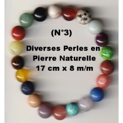 Bracelet Perles Pierre naturelle. 17 cm x 8  m/m. Diverses Pierres.