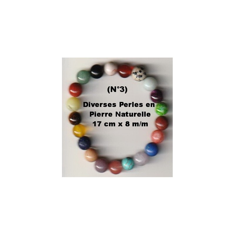 Bracelet Perles Pierre naturelle. 17 cm x 8  m/m. Diverses Pierres.