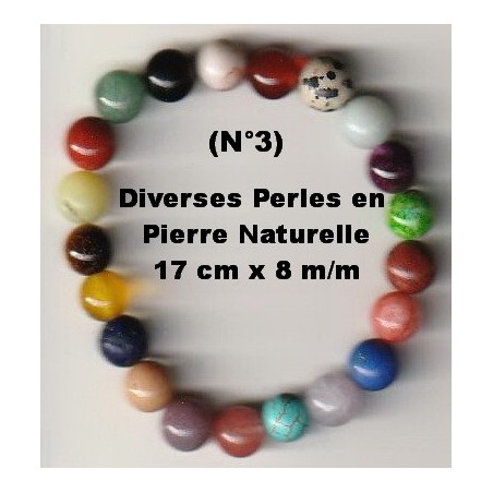 Bracelet Perles Pierre naturelle. 17 cm x 8  m/m. Diverses Pierres.