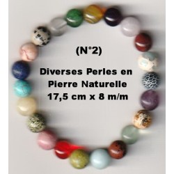 Bracelet Perles Pierre naturelle. 17,5 cm x 8  m/m. Diverses Pierres.