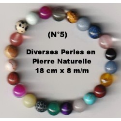 Bracelet Perles Pierre naturelle. 18 cm x 8  m/m. Diverses Pierres.
