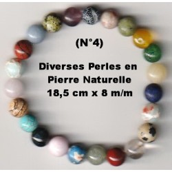 Bracelet Perles Pierre naturelle. 18,5 cm x 8  m/m. Diverses Pierres.