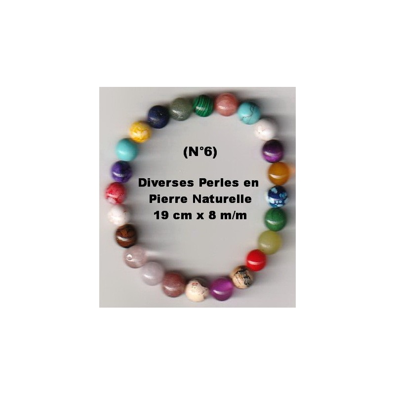 Bracelet Perles Pierre naturelle. 19 cm x 8  m/m. Diverses Pierres.