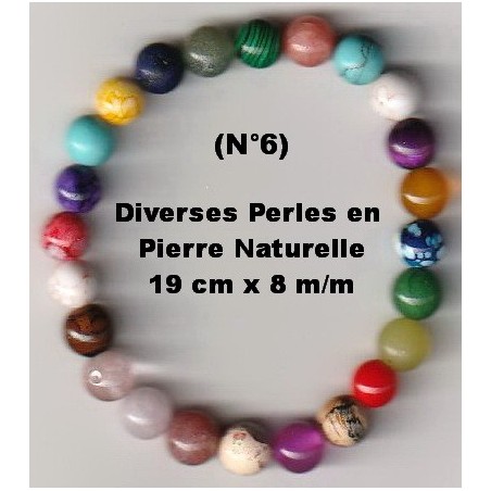 Bracelet Perles Pierre naturelle. 19 cm x 8  m/m. Diverses Pierres.