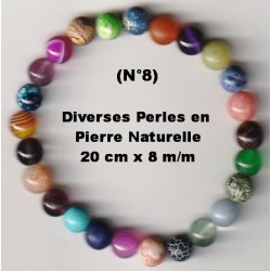 Bracelet Perles Pierre naturelle. 20 cm x 8  m/m. Diverses Pierres. (2)