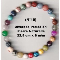 Bracelet Perles Pierre naturelle. 22,5 cm x 8  m/m. Diverses Pierres.
