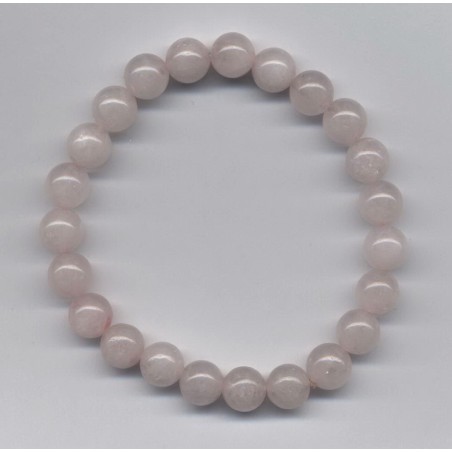 Bracelet Perles en Pierre naturelle. Quartz Rose 8 m/m x 18 cm